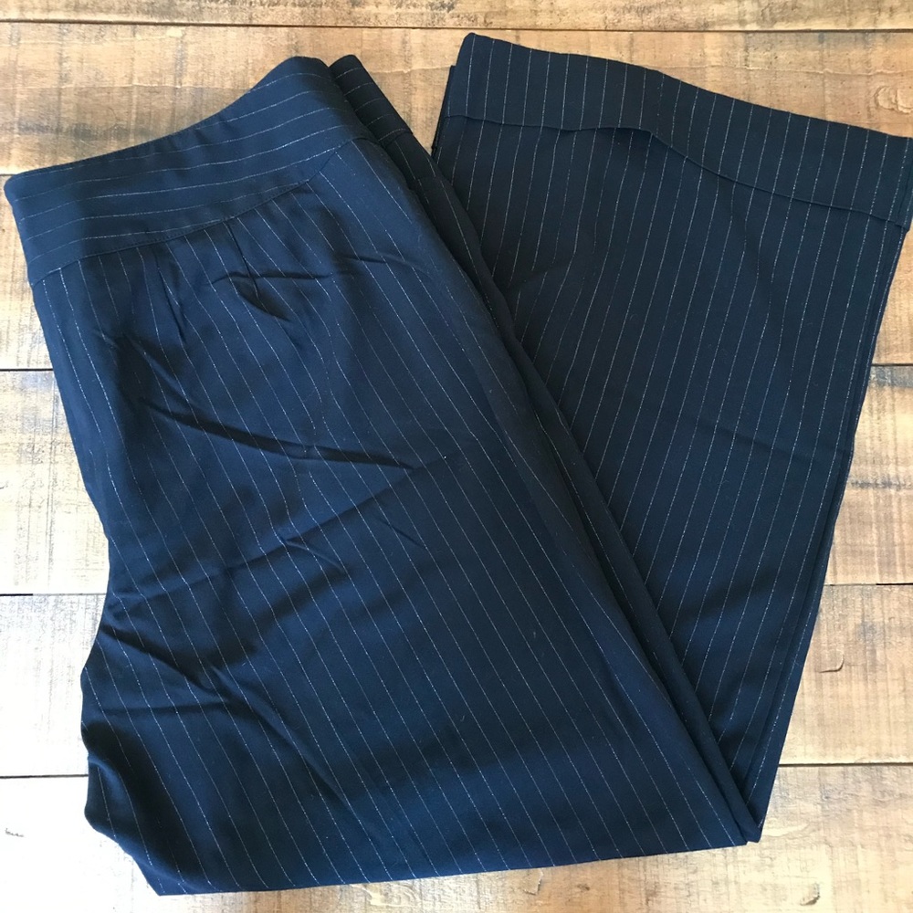Lane Bryant trouser pant black w/ metallic stripe